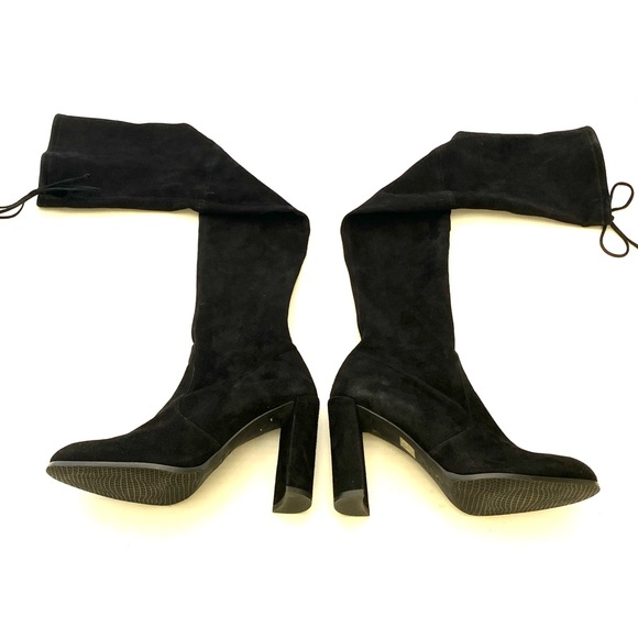 Stuart Weitzman Women's Black Nappa Stretch Suede Leather Over-The-Knee Boots - Picture 8 of 16